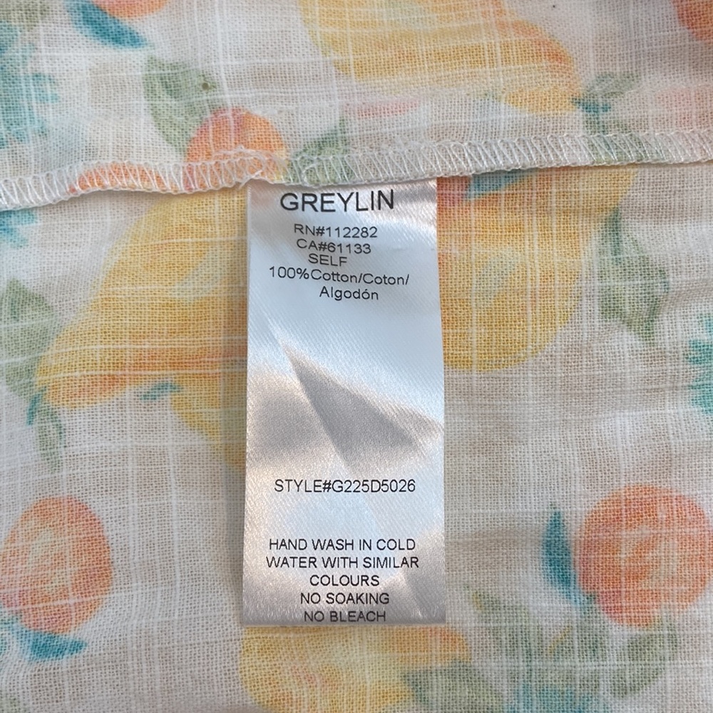 NWT Greylin Lora Square Neck Gingham and Fruit Print Cap Sleeve Dress Size Large - Picture 11 of 11